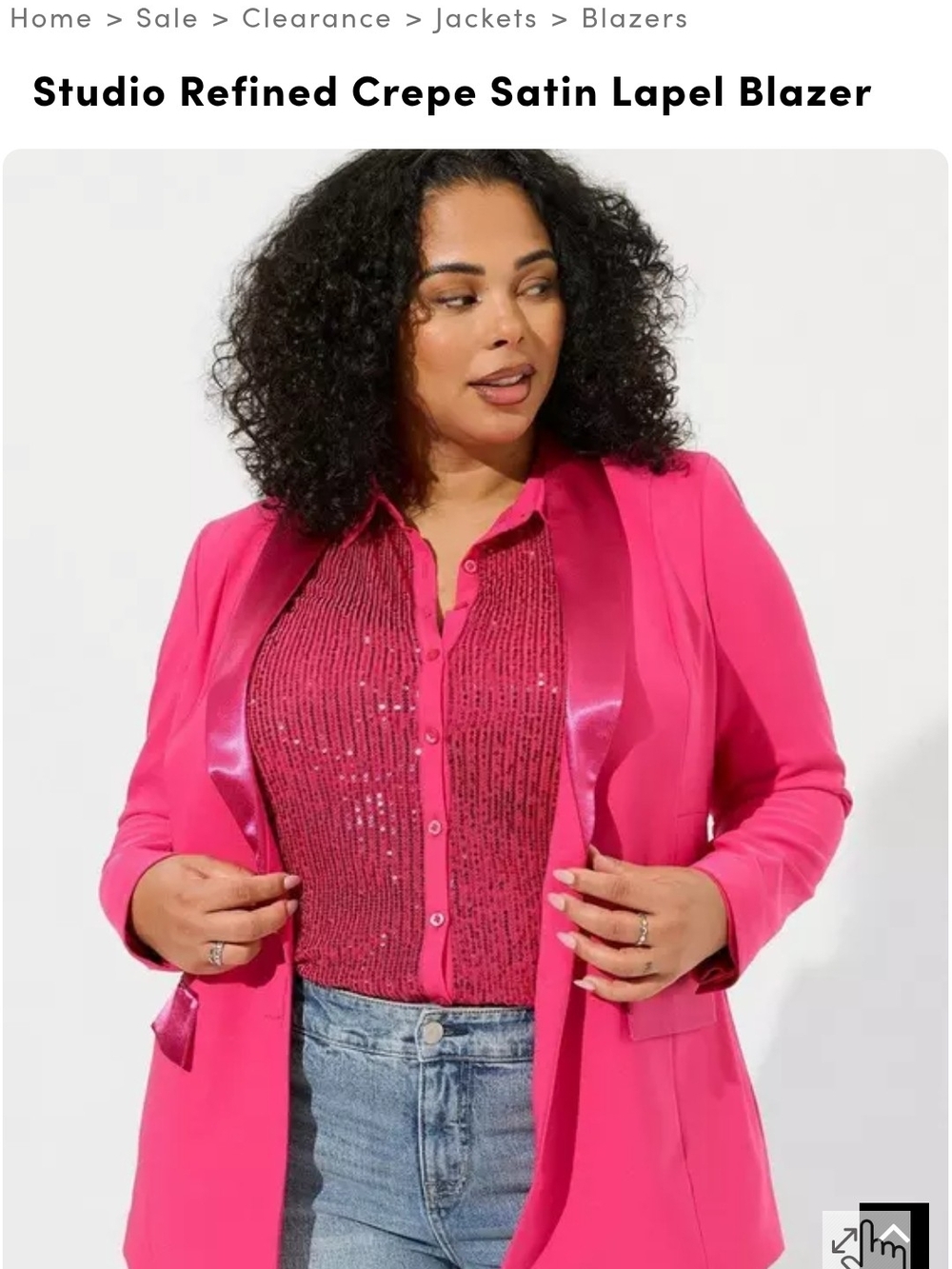 Torrid Studio Refined Crepe Satin Lapel Blazer - Hot Pink Sz 3x Nwt